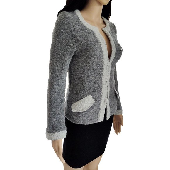 Balmain Alpaca Fur Crystal Monogram Letterman Varsity Cardigan - Picture 7 of 14